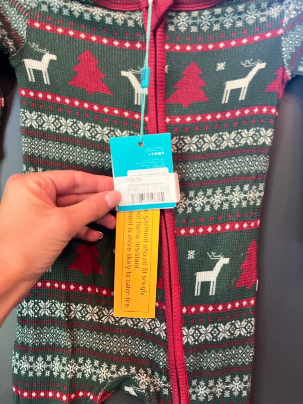 Posh Peanut Holiday Reindeer One-Piece Pajamas - 9-12 mo - Picture 4 of 5